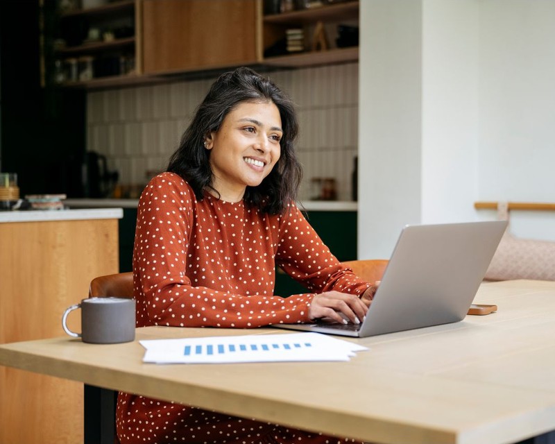 Professional woman working on laptop